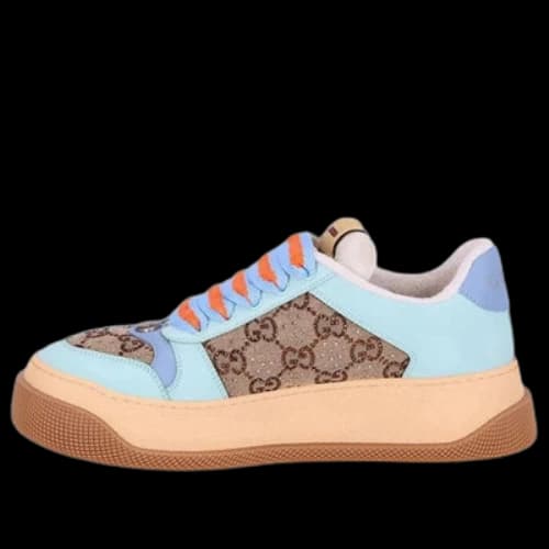Gucci Screener GG Leather Sneakers 'Beige Blue Orange' (Women's)