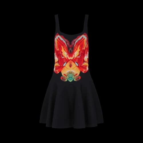 Alexander McQueen Orchid Jacquard Volume Mini Dress 'Black/Red/Yellow'