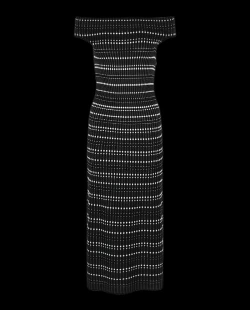 Alexander McQueen Off The Shoulder Midi Dress Black White