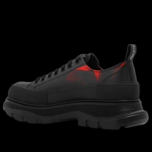 Alexander McQueen Tread Slick Lace Up Sneakers 'Black Red'