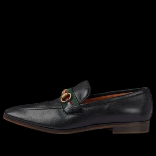 Gucci Leather Grosgrain Trim Dress Loafers 'Black Red'