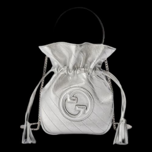 Gucci Blondie Mini Bucket Bag 'Silver Leather' (Women's)