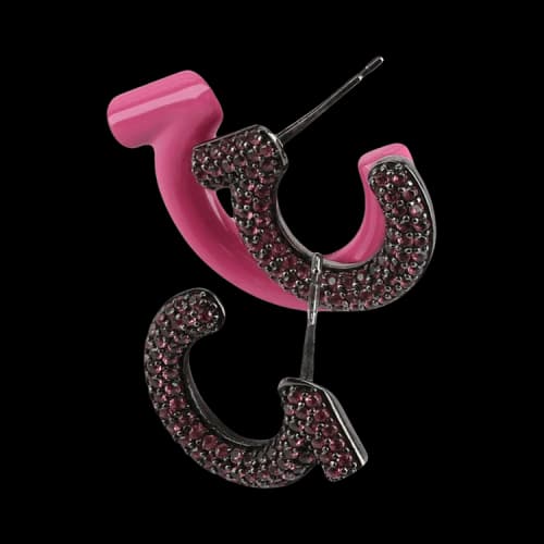 Ferragamo Crystal-Embellished Gancini Half-Hoop Earrings 'Pink'