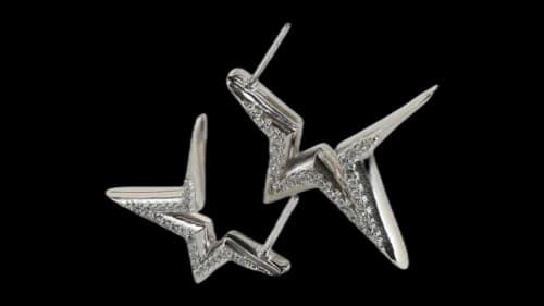 Ferragamo Crystal-Embellished Asymmetrical Star Earrings Multi