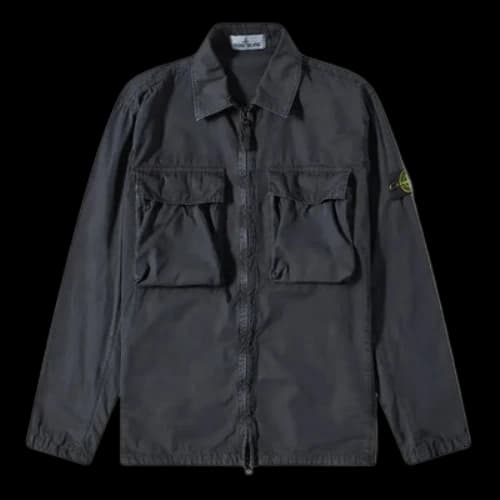 STONE ISLAND Brushed Cotton 2-Pocket Shirt Jacket 'Charcoal'