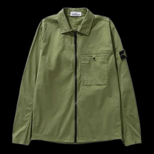 STONE ISLAND Supima Cotton Shirt Jacket 'Olive'