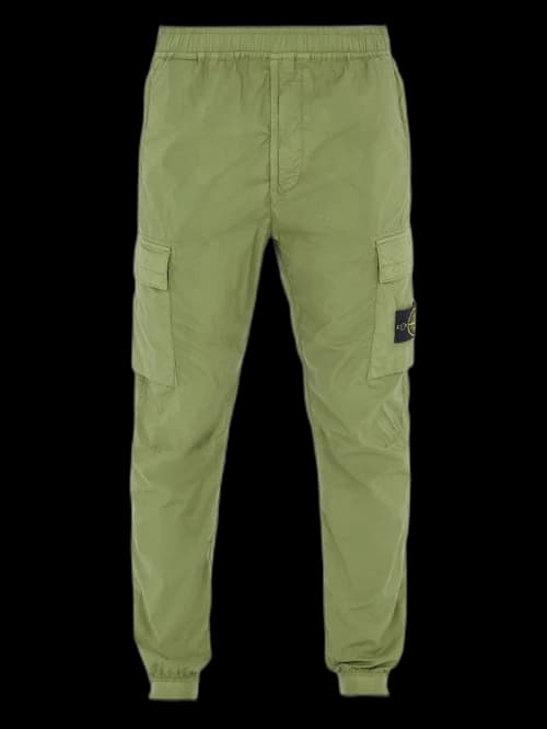 Stone Island 31303 Stretch Cotton Tela 'Paracadute' Garment Dyed Cargo Pants Olive
