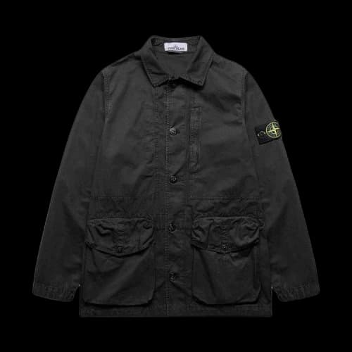 STONE ISLAND Logo Patch Button Fastening Jacket 'Black'