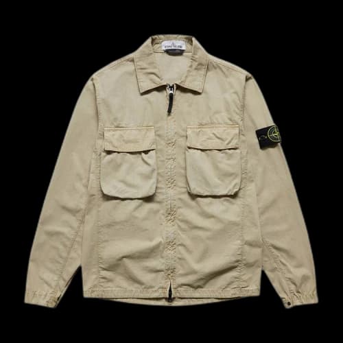 Stone Island Logo Patch Button Fastening Jacket 'Cream'