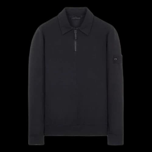 STONE ISLAND Ghost Half Zip Collared Sweat 'Black'
