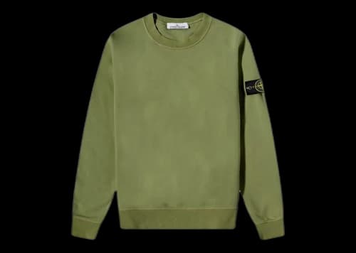 Stone Island 75156 Garment Dyed Cotton Crewneck Sweatshirt Olive