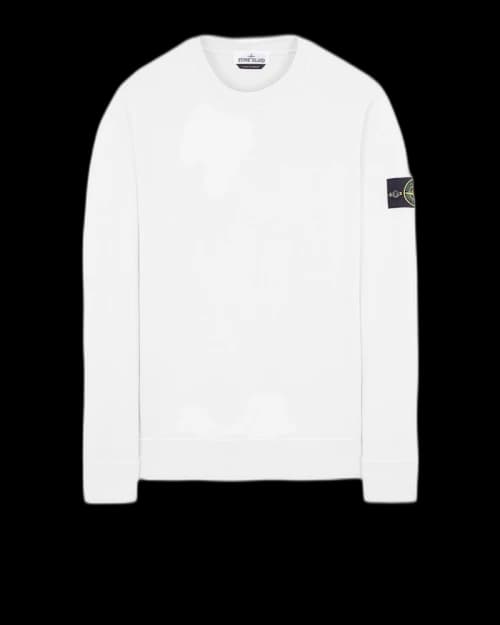 Stone Island Garment Dyed Cotton Fleece Crewneck White