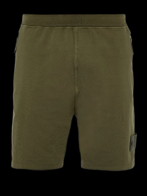 Stone Island 631F3 Cotton Stretch Fleece Ghost Piece Garment Dyed Shorts Khaki