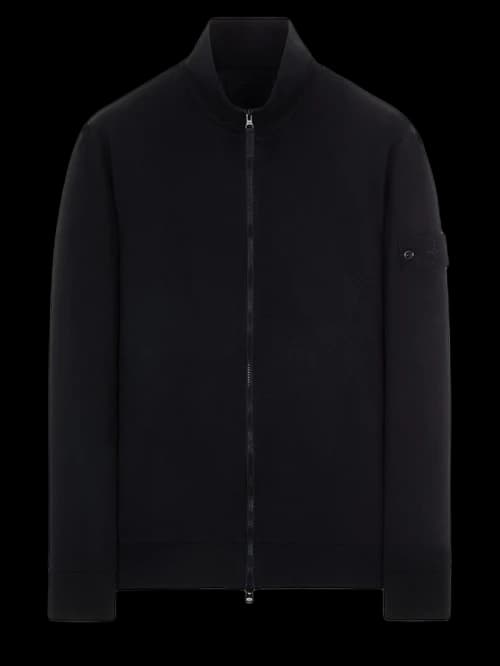 Stone Island 639F3 Cotton Stretch Fleece Ghost Piece Garment Dyed Sweatshirt Black