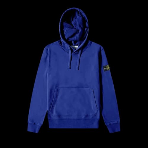 Stone Island Logo Patch Pull Over Hoodie 'Blue'