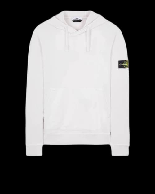 Stone Island Garment Dyed Cotton Fleece Hoodie White