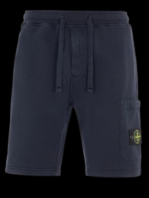 Stone Island 64651 Cotton Fleece Garment Dyed Shorts Navy