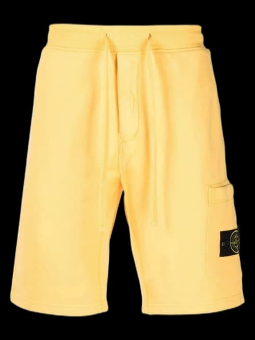 Stone Island 64651 Cotton Fleece Garment Dyed Shorts Yellow