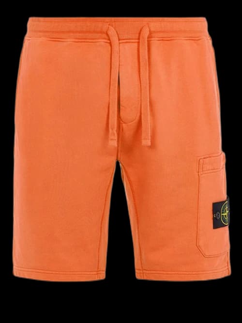 Stone Island 64651 Cotton Fleece Garment Dyed Shorts Orange