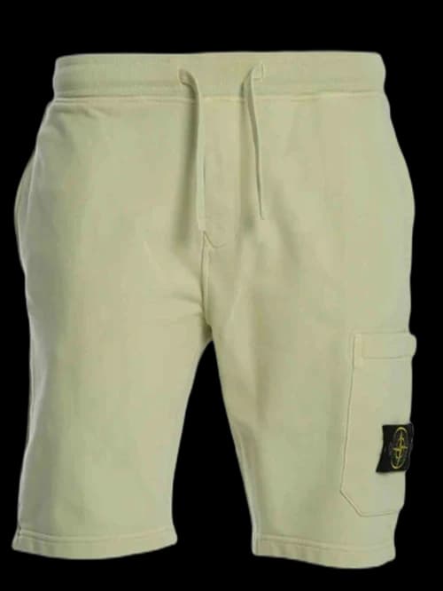 Stone Island 64651 Cotton Fleece Garment Dyed Shorts Light Green