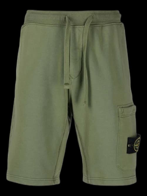 Stone Island 64651 Cotton Fleece Garment Dyed Shorts Khaki
