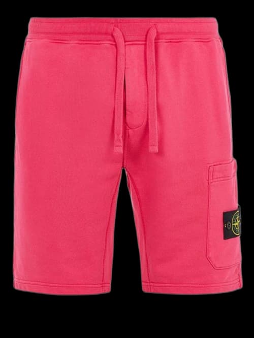 Stone Island 64651 Cotton Fleece Garment Dyed Shorts Pink