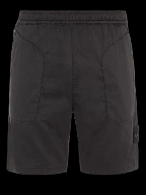 Stone Island L13F2 Stretch Cotton Lyocell Satin Ghost Piece Garment Dyed Shorts Black