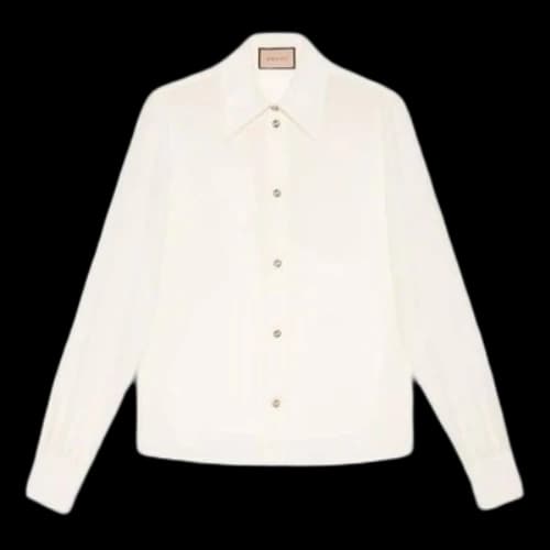 Gucci Silk Crpe De Chine Shirt 'Ivory' (Women's)