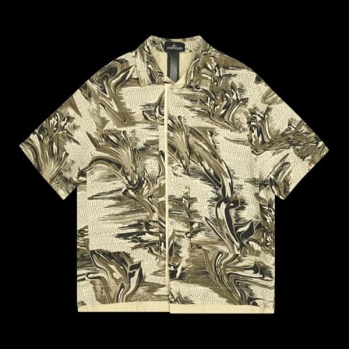 Stone Island Shadow Project Guayabera Short-Sleeve Shirt 'Sand'