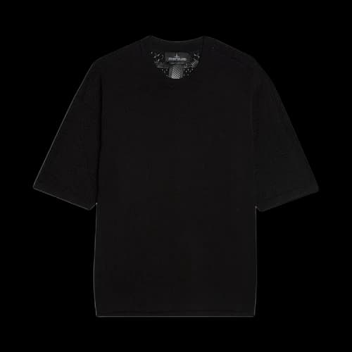 Stone Island Shadow Project Japanese Aran Short-Sleeve Knit T-Shirt 'Black'