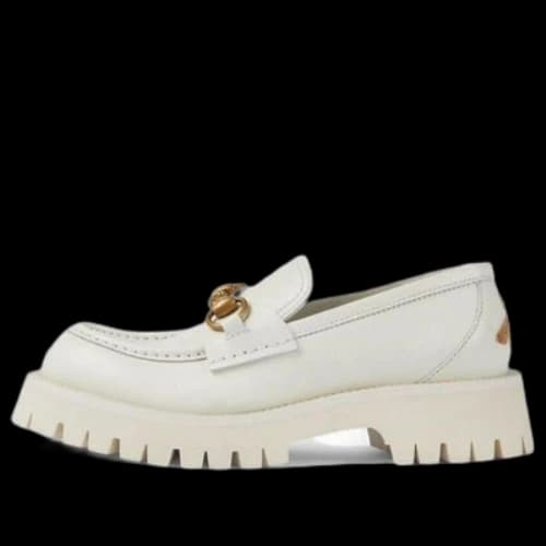 Gucci Rubber Lug sole Horsebit Loafer 'White Leather' (Women's)