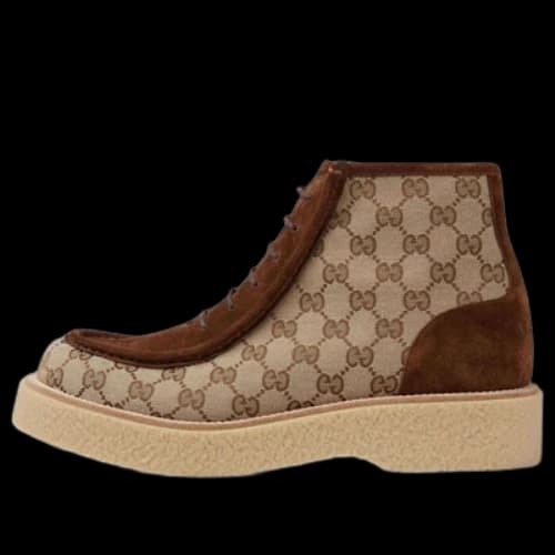 Gucci GG Canvas Suede Lace-up ankle boot 'Brown'