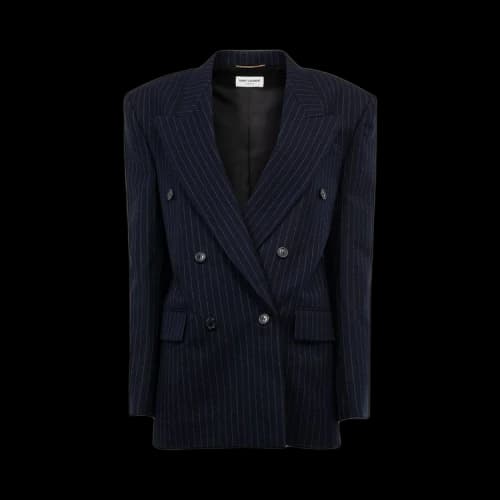 Saint Laurent Striped Double Breasted Blazer 'Navy/White'