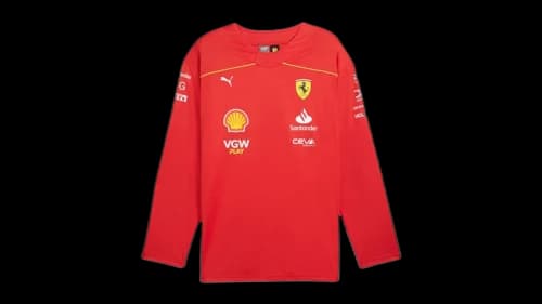 Puma Scuderia Ferrari Team Hockey Crew Neck Long Sleeve Jersey Burnt Red
