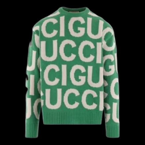 Gucci Wool Sweater With Gucci Intarsia 'Green Ivory'