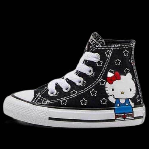 (TD) Hello Kitty x Converse Chuck Taylor All Star Hi Canvas Shoes Black/White