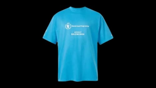 Balenciaga WFP Logo Azure Tee Azure/White