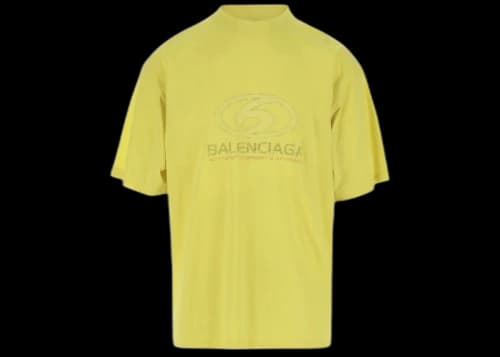 Balenciaga Cotton Surfer Logo T-Shirt Yellow