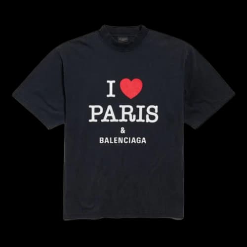 Balenciaga I Love Paris & Balenciaga T-shirt Medium Fit 'Black Faded' (Women's)