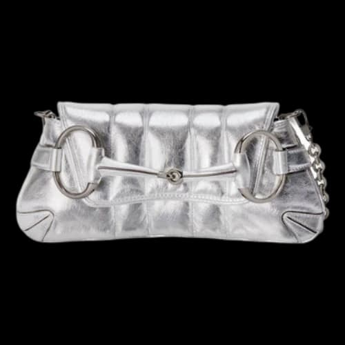 Gucci Horsebit Chain Small Shoulder Bag 'Silver Leather' (Women's)