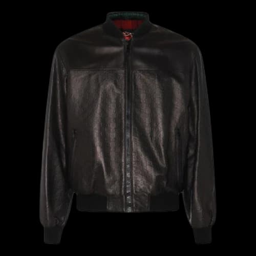 Gucci GG Embossed Leather Bomber Jacket 'Black'