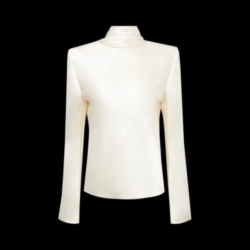 Saint Laurent Draped Crepe Blouse 'Chalk'