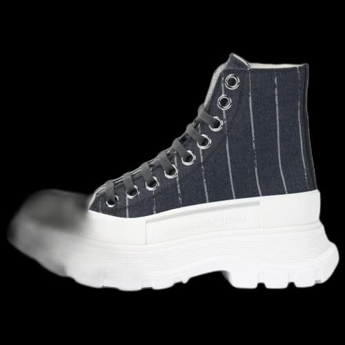 Alexander McQueen Tread Slick Lace Up Ankle Sneakers 'Black Striped' (Women's)