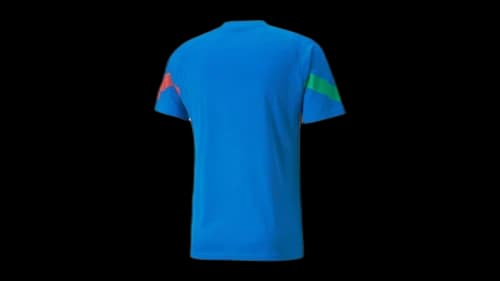 Puma FIGC Player V Neck Short Sleeve Soccer Jersey Blue