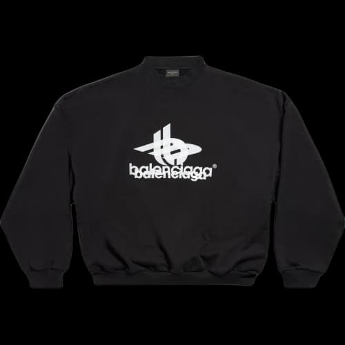 Balenciaga Layered Sports Round Sweatshirt 'Black White'