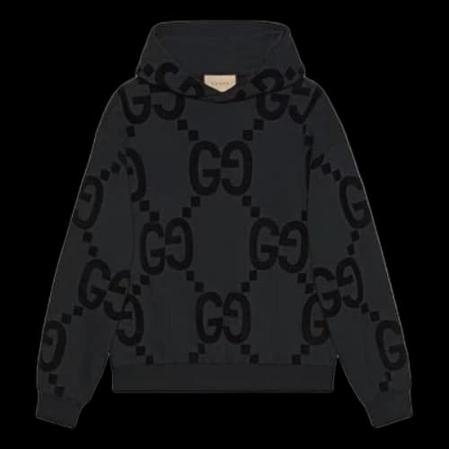 Gucci GG Flocked Print Cotton Fleece Sweatshirt 'Black'