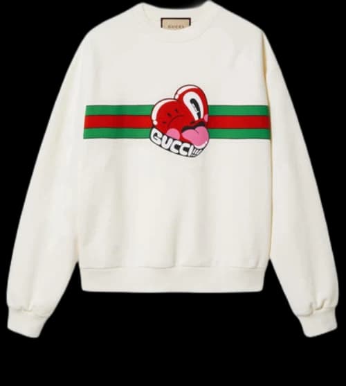 Gucci Cotton Jersey Sweatshirt With Gucci Print 'Off White'