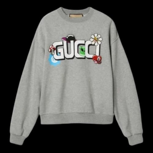 Gucci Cotton Jersey Cotton Sweatshirt With Gucci Print 'Grey'
