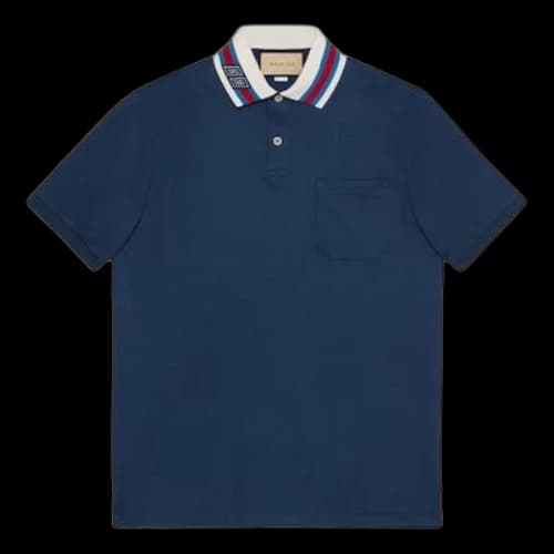 Gucci Cotton Piquet Polo Shirt With Square GG 'Blue'