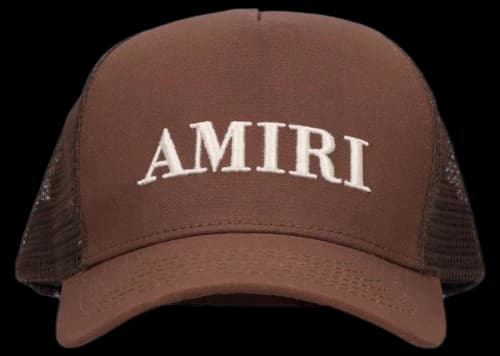 AMIRI Logo Cotton Canvas Trucker Hat Brown